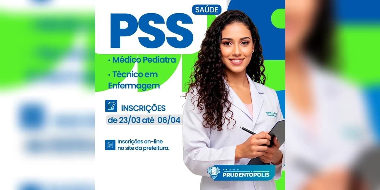 Prudentópolis abre PSS na área da Saúde com vagas para médico pediatra e técnico em enfermagem