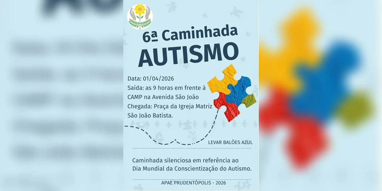 APAE de Prudentópolis e a Escola Espaço e Vida promovem a 6ª Caminhada do Autismo