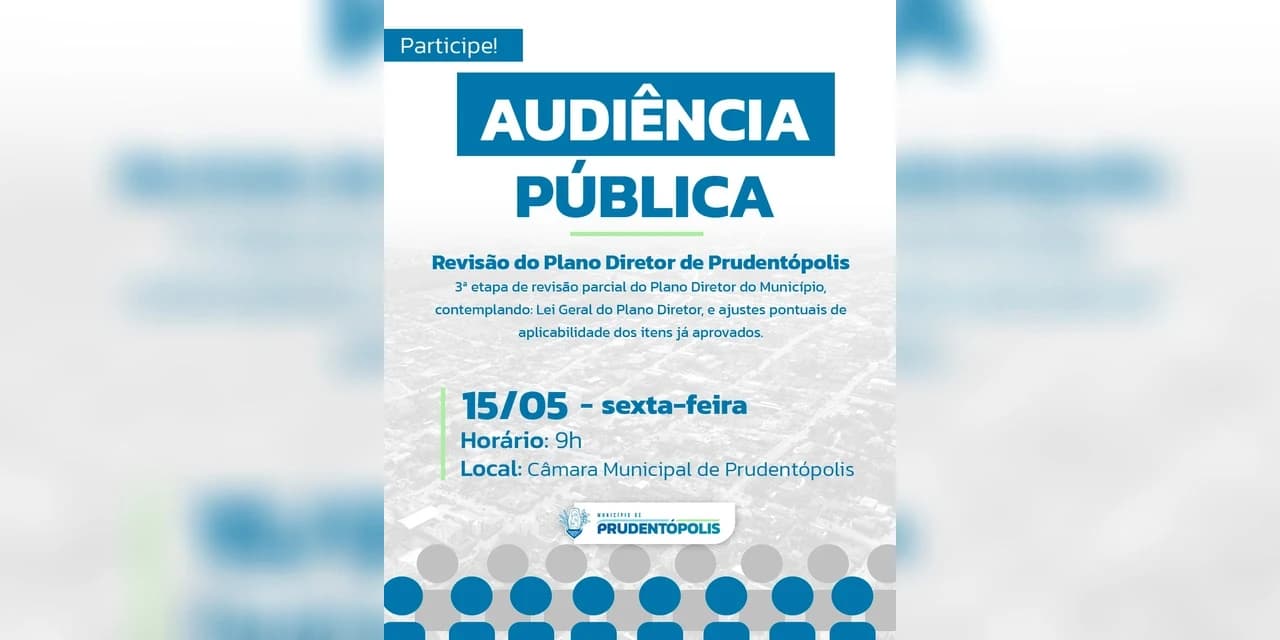 Audiência Pública sobre a revisão do Plano Diretor será realizada em Prudentópolis
