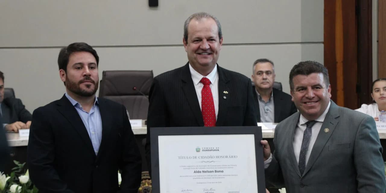 Aldo Nelson Bona recebe título de cidadão honorário de Guarapuava e tem trajetória homenageada pela Câmara