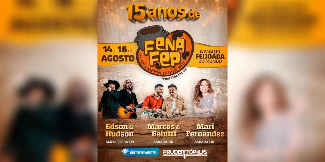 Prefeitura de Prudentópolis divulga os shows da FENAFEP 2026