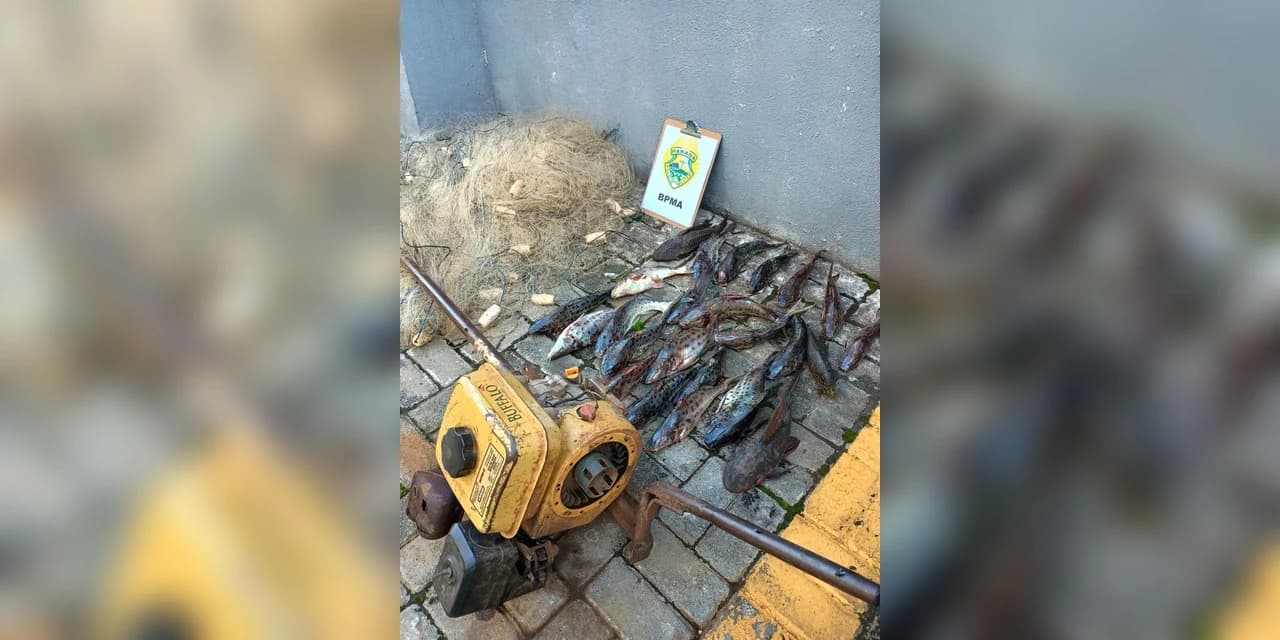 Polícia ambiental flagra três pescadores em prática de pesca predatória em Rio Bonito do Iguaçu