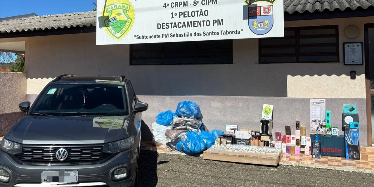 Em Inácio Martins veículo é apreendido com 208 ampolas de medicamentos e vários produtos de origem estrangeira