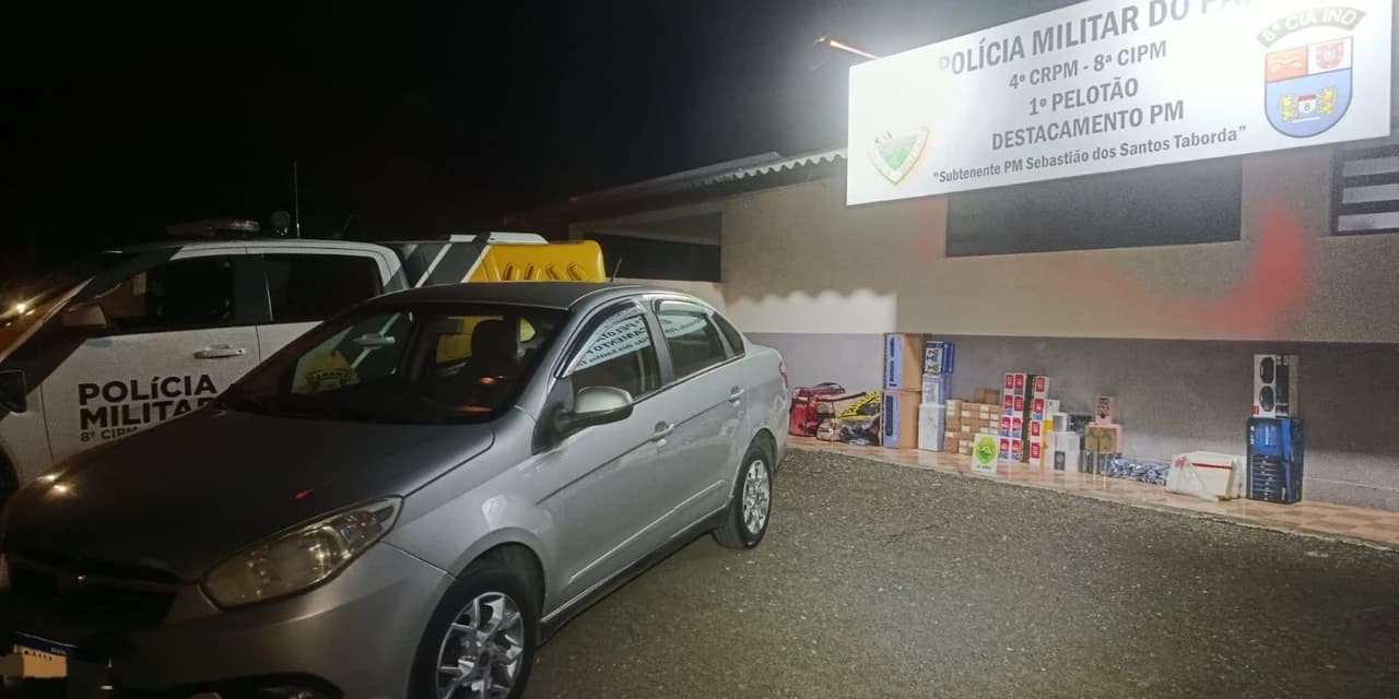 Em Fernandes Pinheiro veículo é apreendido com produtos ilegais