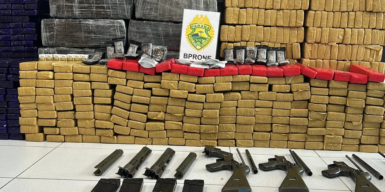 PMPR apreende mais de 660 quilos de maconha e peças de fuzis na Região Metropolitana de Curitiba