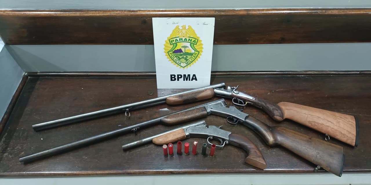 ROTAM Ambiental da 4° Cia. apreende armas e prende homem por posse irregular em Guarapuava
