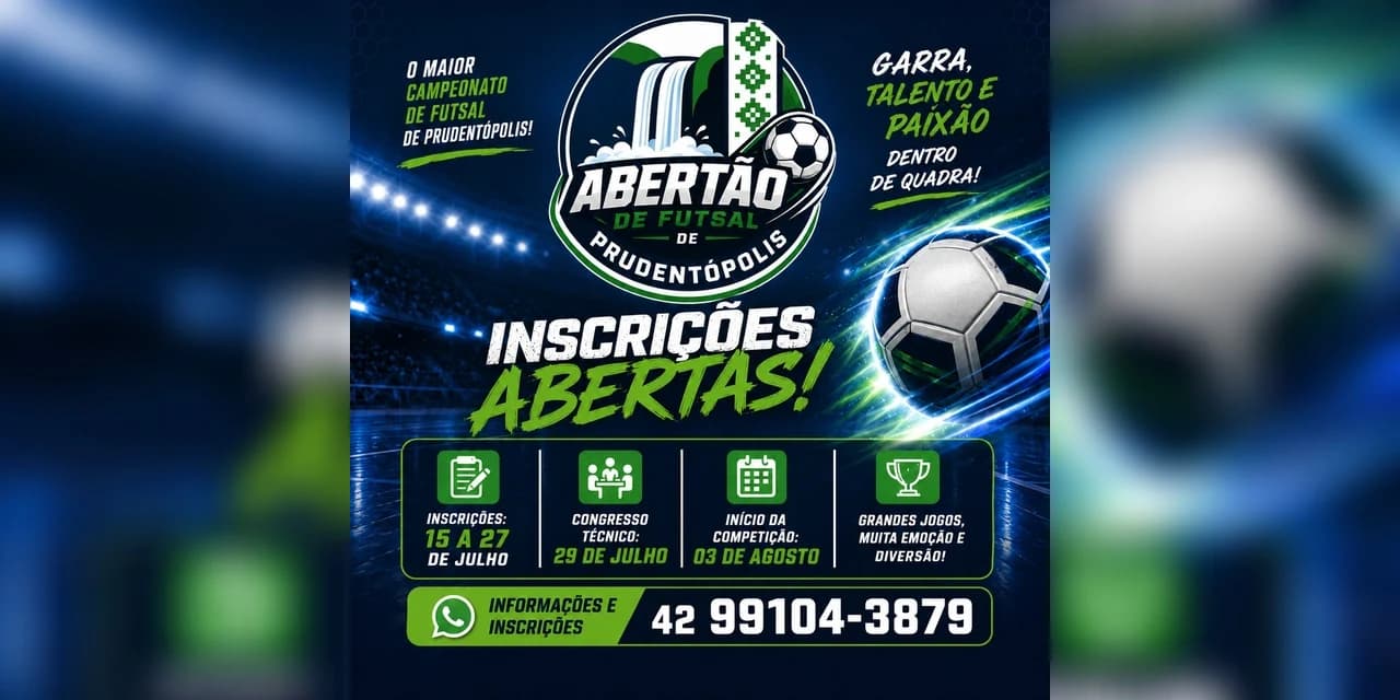 Inscrições para o Abertão de Futsal de Prudentópolis estão abertas