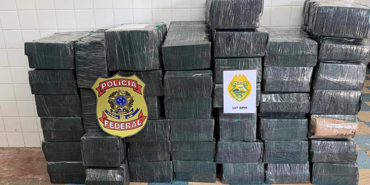 PF com apoio da PM, apreende quase uma tonelada de maconha na 277 em Candói