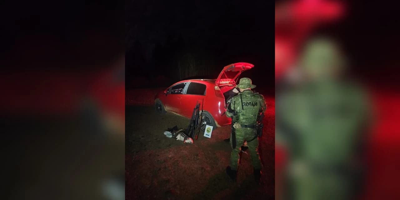 Polícia Militar Ambiental prende três homens por caça ilegal e apreende armas em Inácio Martins