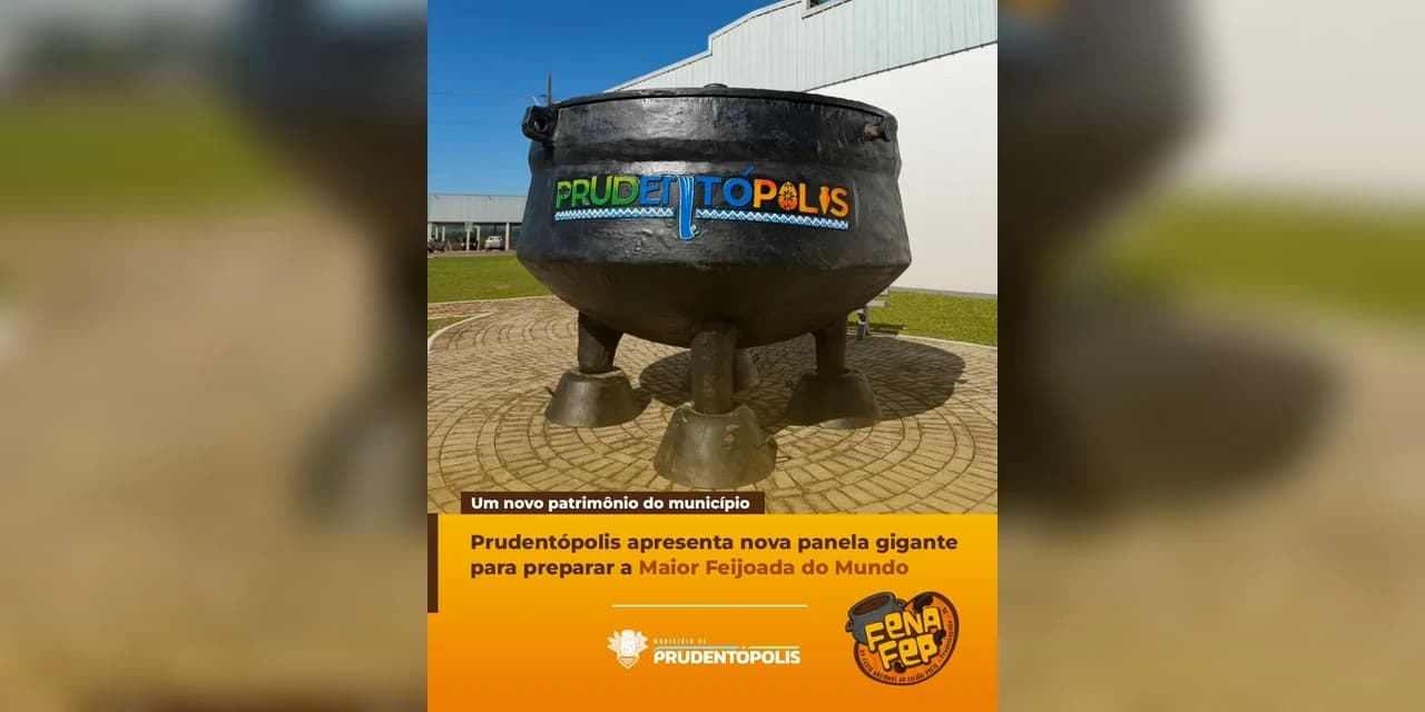 Prudentópolis apresenta nova panela gigante para preparar a Maior Feijoada do Mundo