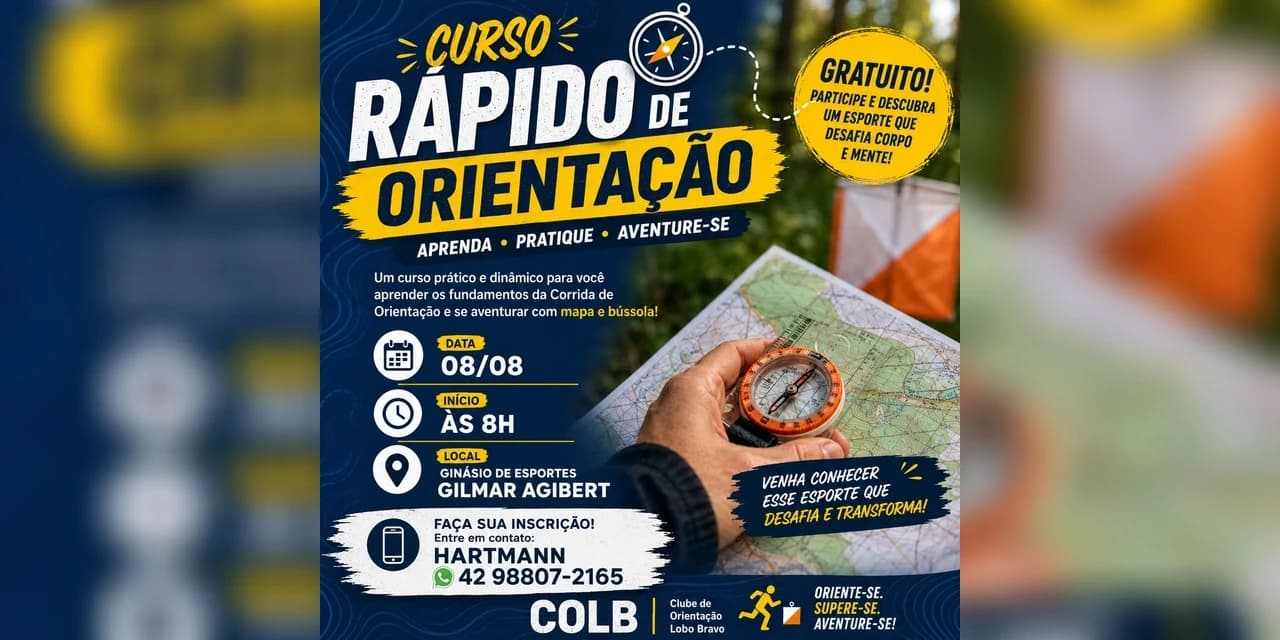 Descubra o esporte da mente: Ginásio Gilmar Agibert recebe capacitação gratuita de Corrida de Orientação