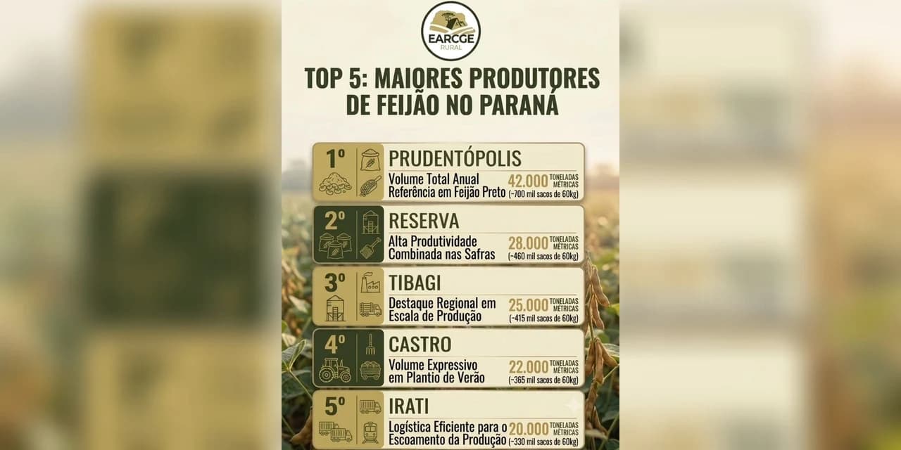 Prudentópolis é o maior produtor de feijão do Paraná com 42 mil toneladas