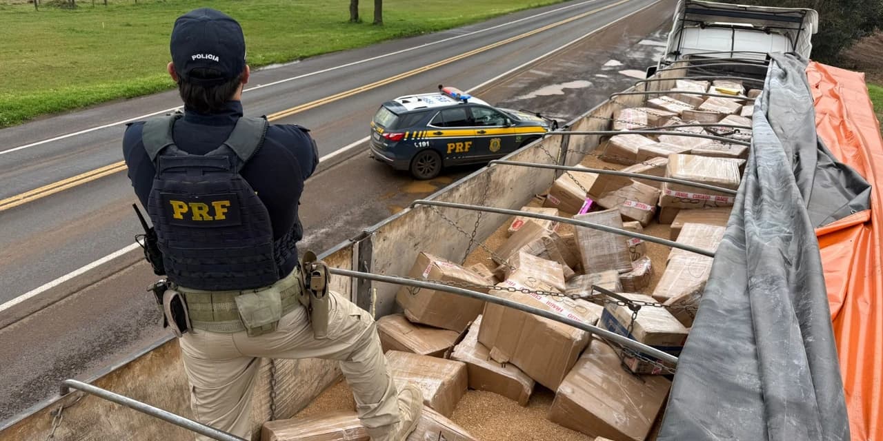 PRF apreende mais de 3,5 toneladas de maconha em meio a carga de trigo em Guarapuava