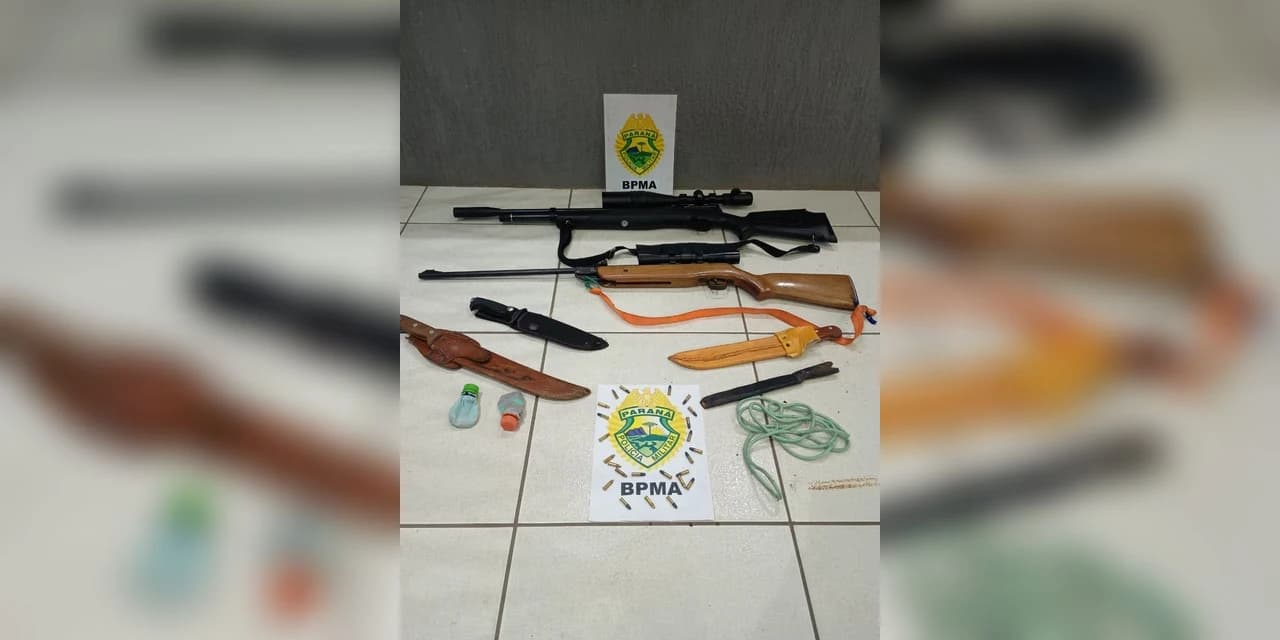Policia Militar Ambiental prende um masculino por porte ilegal de arma de fogo em Guarapuava