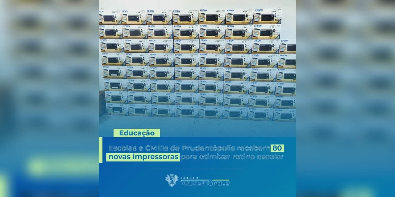 Escolas e CMEIs de Prudentópolis recebem 80 novas impressoras para otimizar rotina escolar