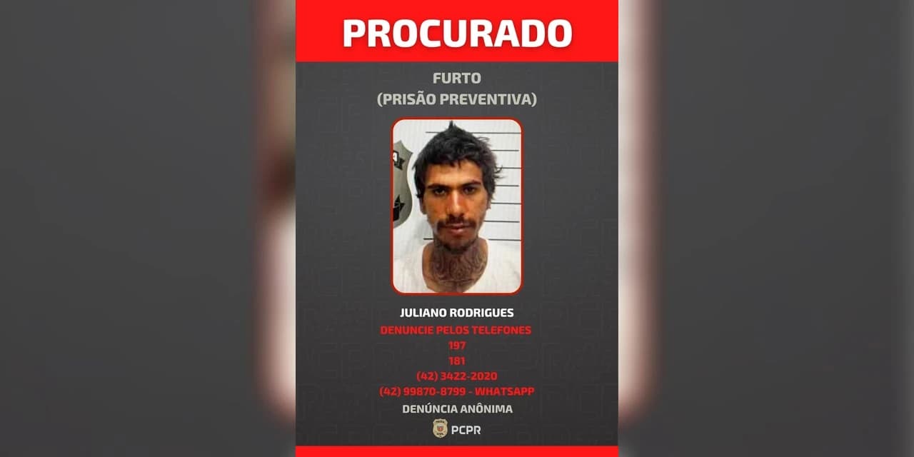 PCPR procura homem investigado por furtos na região de Irati