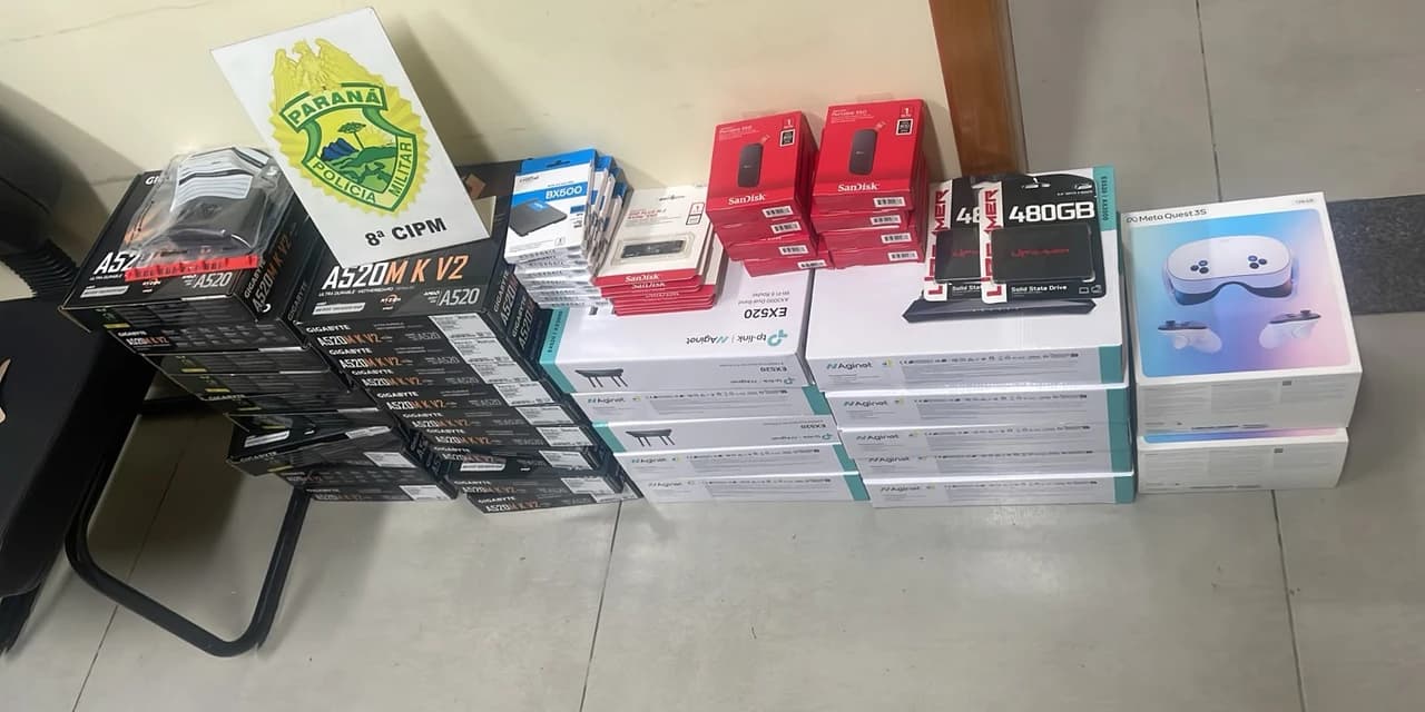 Caminhão e mercadorias foram apreendidos pela polícia militar em Guamiranga