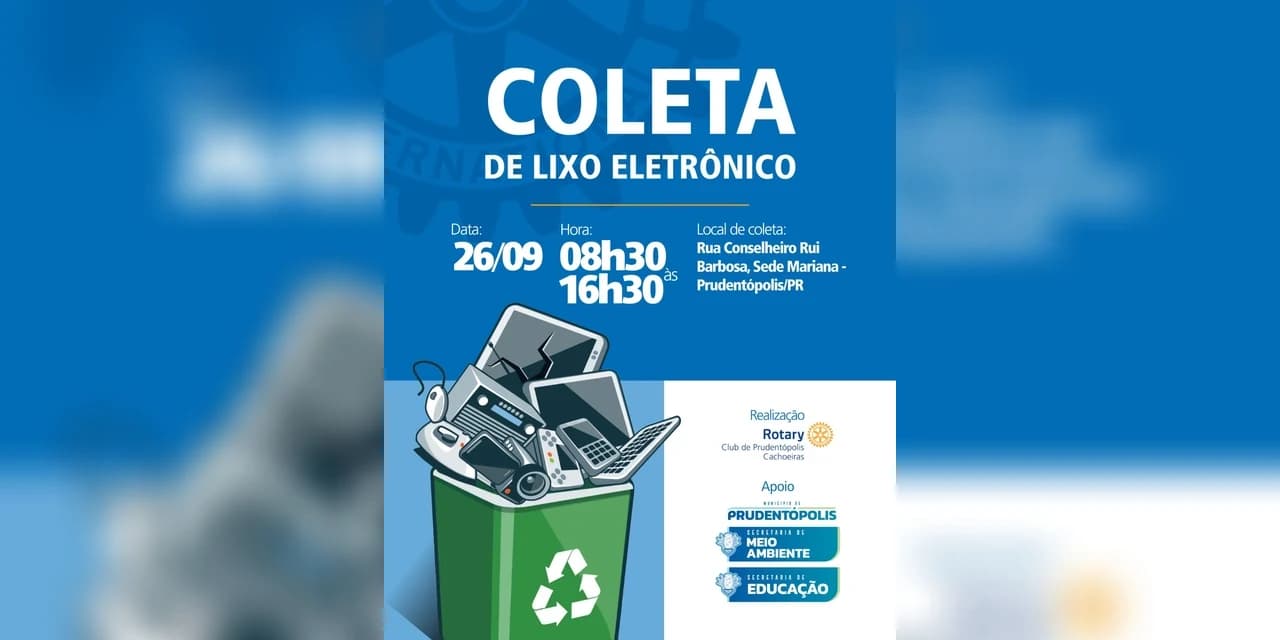 Coleta de lixo eletrônico será realizado em Prudentópolis no dia 26 de setembro