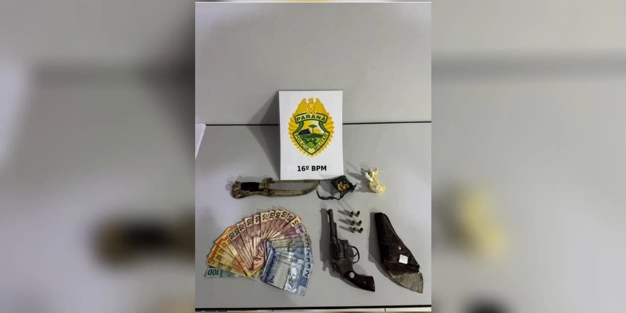 Polícia encontra armas, drogas e dinheiro durante ocorrência de violência doméstica em Prudentópolis