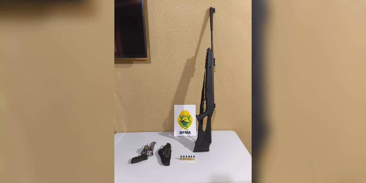 Polícia ambiental apreende arma de fogo e munições durante patrulhamento em Pinhão