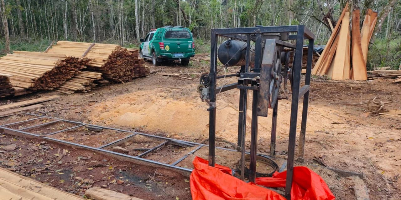 Polícia ambiental constata desmatamento, serraria irregular e deposito de madeira sem autorização em São João do Triunfo