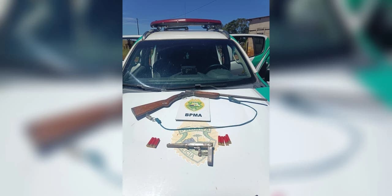 Polícia ambiental apreende armas de fogo e munições durante ações de combate à caça ilegal em Candói