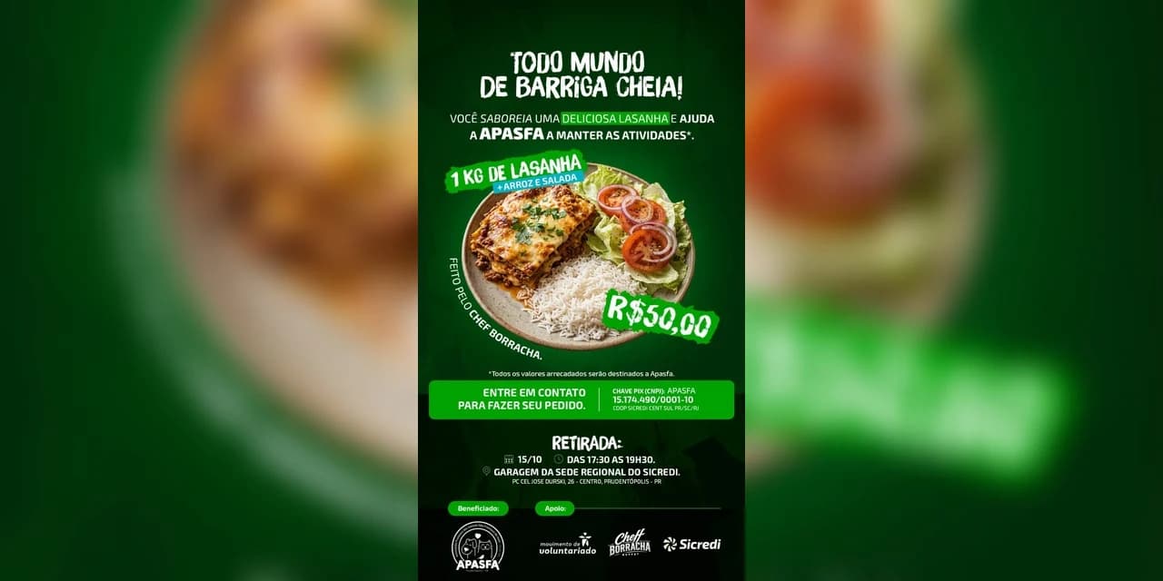 Em Prudentópolis Sicredi e Chef Borracha se unem em ação solidária do Dia C em prol da APASFA